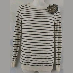 Ann Taylor Loft Small Rosette Striped Thin Knit